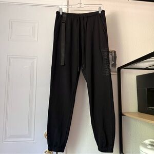DARKER WAVS black cotton terry knit pull on jogger embroidered logo sweat pants